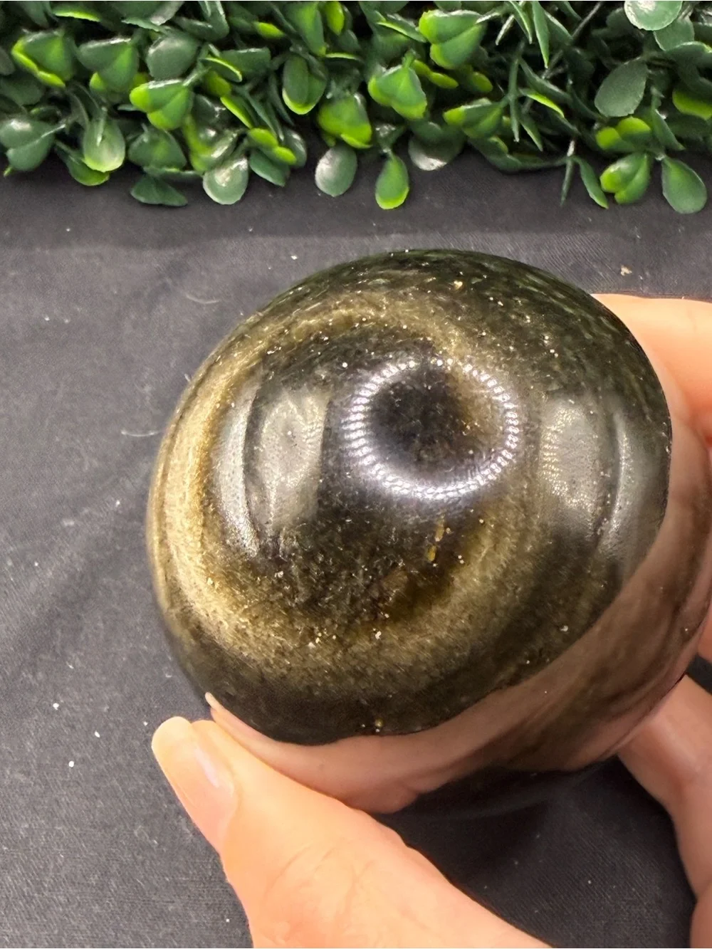 Flashy Gold Sheen Obsidian Sphere 65mm